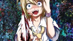 Blood Anime tears tie Knives blondes blush anime girls blue 