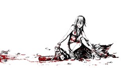 Blood Anime white background anime girls chainsaw black hair 