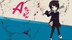 Blood bat skirts anime girls school uniforms black hair black 