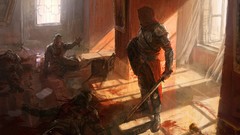 Blood Corpse Knights Swords curtains fantasy art Andree Wallin