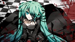 Blood dress barbed wire Ribbons floor chains long hair anime 