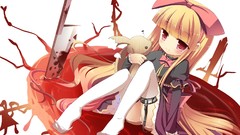 Blood dress Knives red eyes blondes blush long hair anime girls 