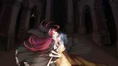 Blood dress red eyes blue hair long hair anime girls blue eyes 