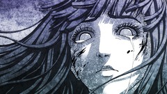 Blood eyelashes tears faces long hair anime girls crying bangs 