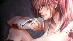 Blood faces anime girls boots vocaloid megurine luka