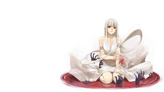 Blood hands Anime dress white hair red eyes anime girls albino
