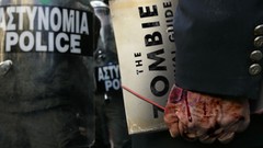 Blood hands protest riots