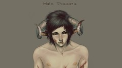 Blood horns devil ram male anthropomorphism artwork topless