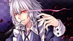 Blood Knives red eyes anime girls maids short hair braids 