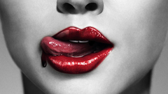Blood lips licking