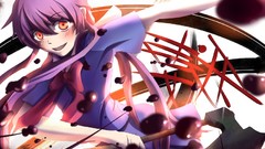 Blood Manga smiling anime girls school uniforms mirai nikki 