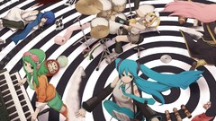 Blood piano artist Drums guitars anime girls hatsune miku 