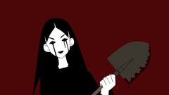 Blood red background long hair anime girls shovel sayonara 