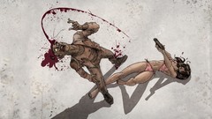 Blood shot pistols zombies underwear artwork headshots Girls in 