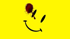 Blood smiley Buttons Watchmen yellow background