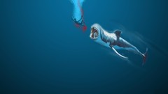 Blood underwater Sharks artwork video games