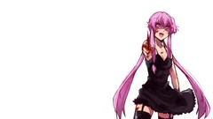 Blood white background pink hair long hair pink eyes anime 