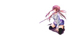 Blood white background red eyes skirts pink hair mirai nikki 