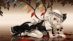 Blood white hair red eyes short hair misaki kurehito touhou 