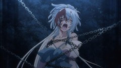 Blood white hair screaming chains anime girls open mouth Brave 
