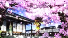 Blossom outdoors anime girls cherry blossoms Japanese clothes 