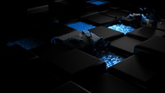 Blue abstract chaos block 3d