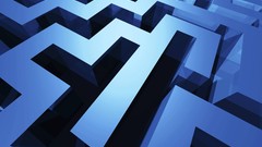 Blue abstract digital art mazes