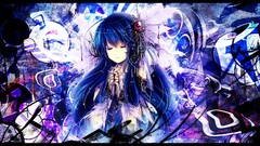 Blue abstract feathers Jewelry blue hair long hair anime girls 
