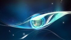 Blue abstract lines circles artwork digital art