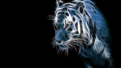 Blue Animals Tigers Fractalius