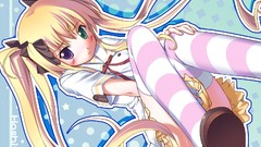 Blue Anime blondes heterochromia seifuku hoshiful twintails 