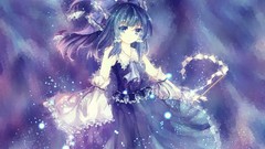 Blue Anime Ribbons bows blue hair long hair anime girls 