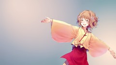 Blue Anime smiling anime girls hanasaku iroha matsumae ohana 