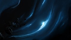 Blue Asteroids lines outer space