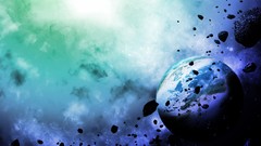 Blue Asteroids planets outer space Eternal