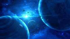 Blue Asteroids planets outer space qauz