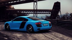 Blue Audi cars audi r8 automobile vehicles