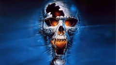 Blue background 3d skulls