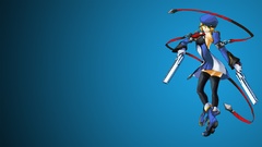 Blue background anime girls blazblue noel vermillion