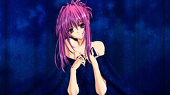 Blue background anime girls sister princess Chikage