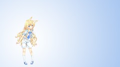 Blue background blondes long hair anime girls blue eyes 