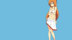 Blue background blush long hair anime girls blue eyes mayo 