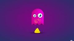 Blue background ghosts funny pac-man video games poop Game Over