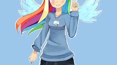 Blue background human rainbows purple eyes my little pony My 