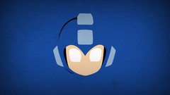 Blue background minimalistic video games blo0p mega man