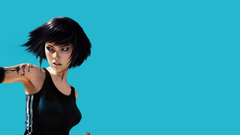 Blue background mirrors edge video games realistic Soifon