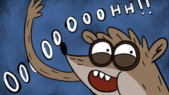 blue background open mouth raccoons Cartoon Network