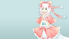 Blue background white hair long hair anime girls hair ornaments 