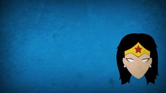 Blue background Wonder Woman black hair dc comics minimalistic 