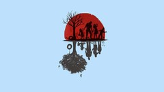 Blue background zombies artwork Simple Background
